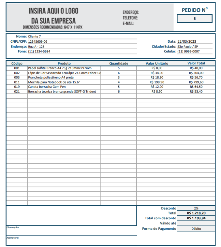 Planilha de Orçamentos e Pedidos V 2 Loja Excel Easy