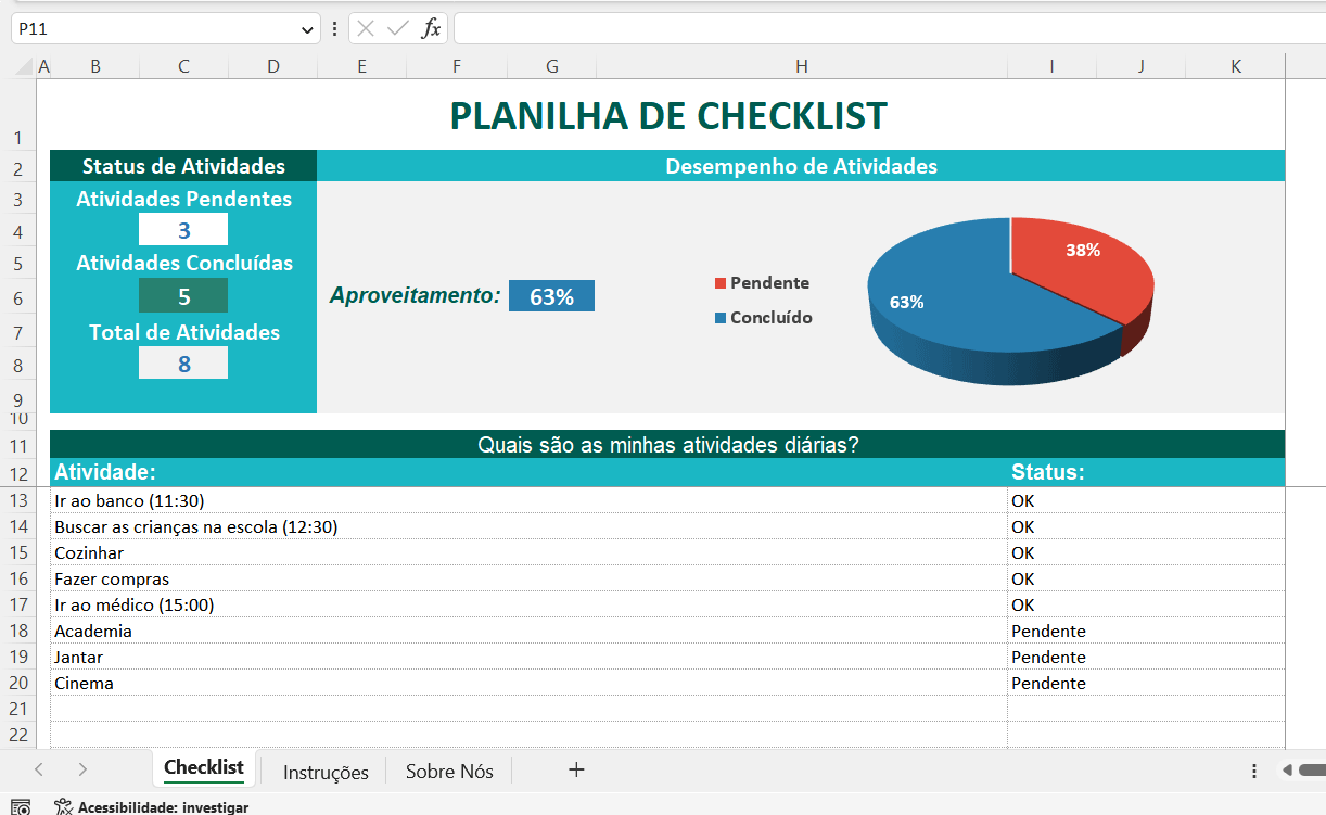 Controle De Tarefas Com Checklist No Excel – Themelower