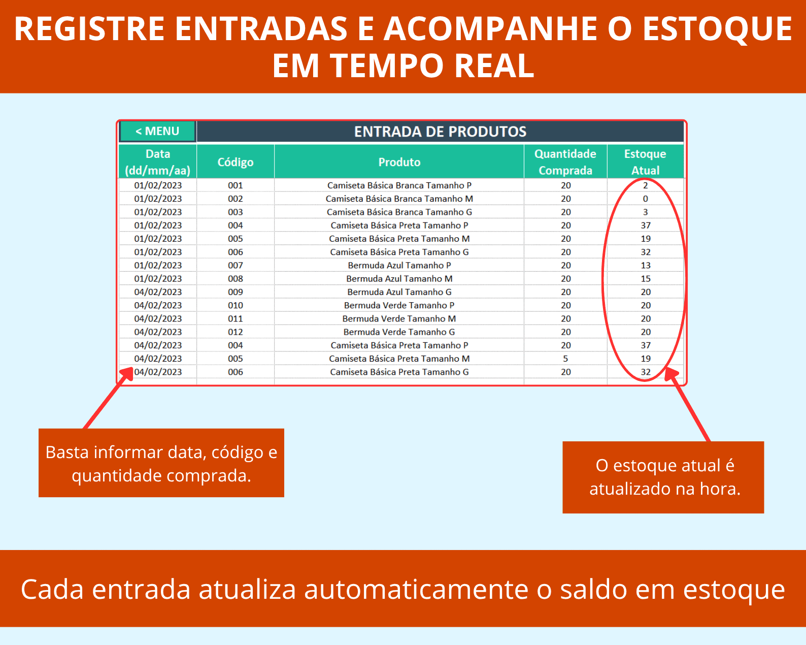 Planilha para controlar estoque
