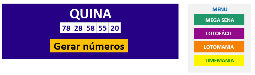 Excel - Planilha megasena lotofácil