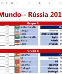 Tabela da Copa do Mundo 2022 Editável - Loja Excel Easy