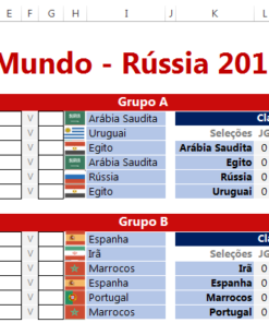 Tabela Excel da Copa 2018  Copa, Tabela excel, Copa do mundo