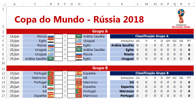 Resultado de imagem para tabela da copa do mundo 2018 folha