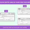 Opção de gerar recibo em 1 via ou 2 vias na planilha de recibos