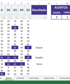 Planilha de Quina - Loteria