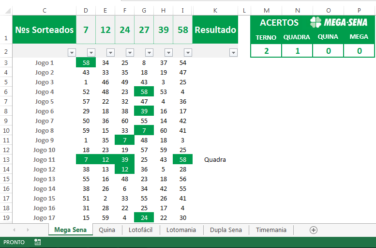 Planilha Bolão Entre Amigos Pelo Resultado Megasena