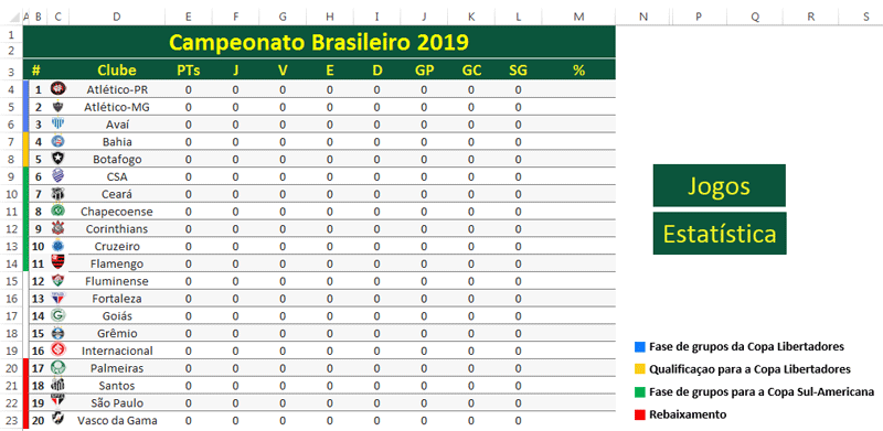 Tabela Do Brasileirao 2019 Editavel Loja Excel Easy