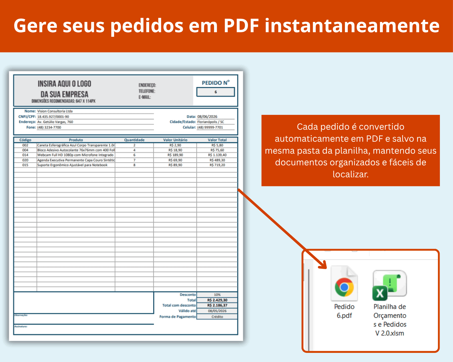 Planilha de Orçamentos e Pedidos V.2 - Imagem 3