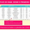 Planilha com campos para vendedor, valor da venda e comissão calculada automaticamente