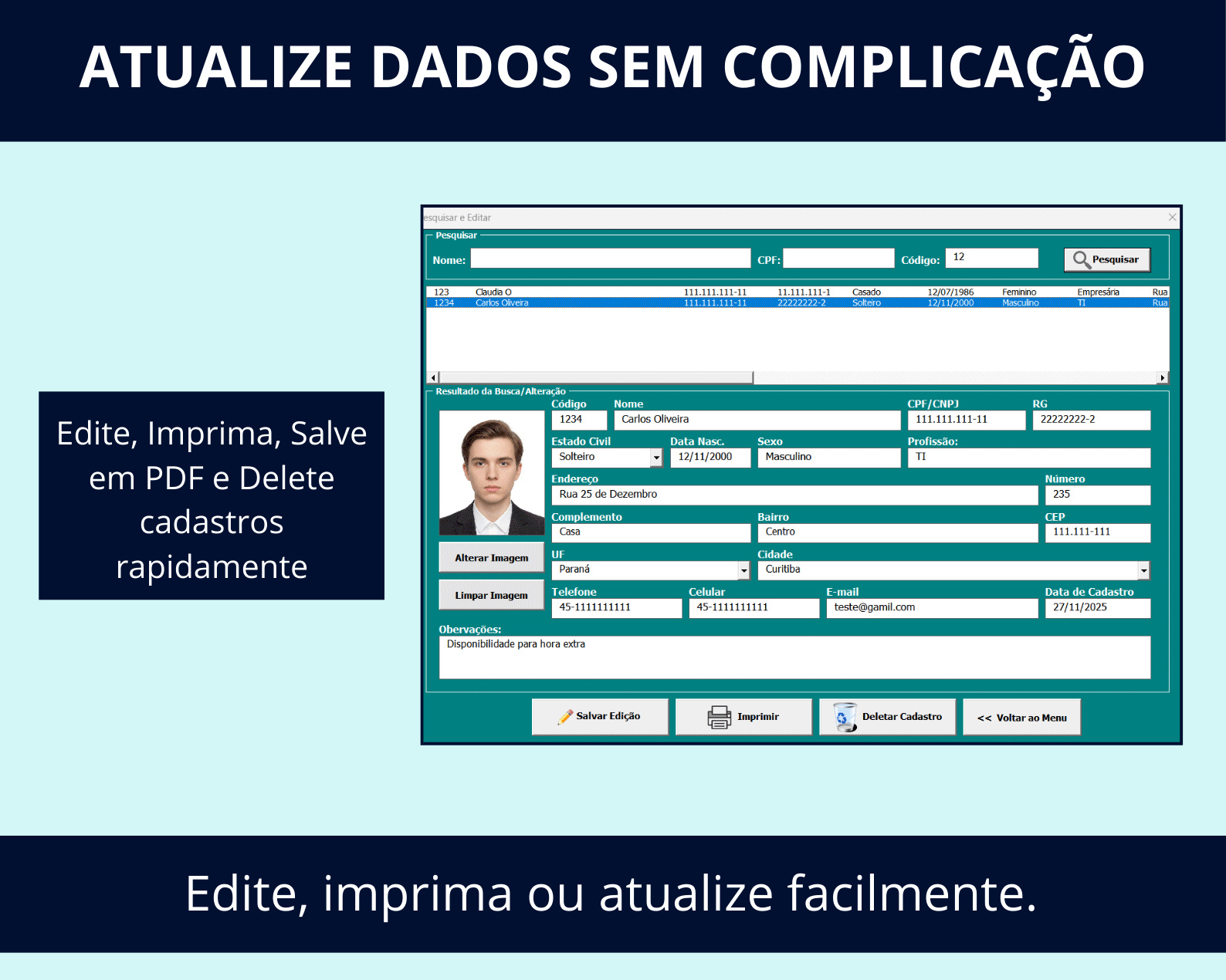 Planilha de Cadastro de Clientes com Foto - Imagem 2