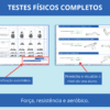 Ficha de avaliação física com testes de força, resistência (Cooper) e classificação de flexibilidade.