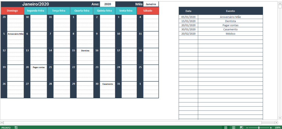 Planilha Excel Com Calendario Word Generator Imagesee