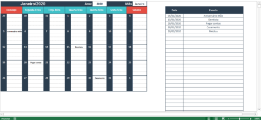 Planilha de Agenda | Calendário Dinâmico - Imagem 2