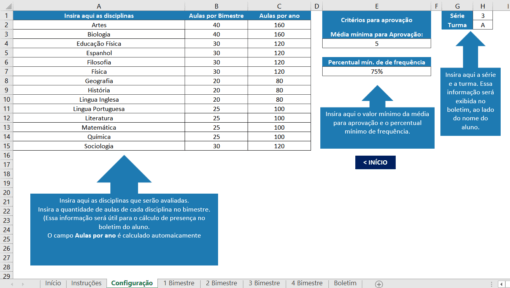 Planilha de Boletim Escolar Editável - Imagem 4