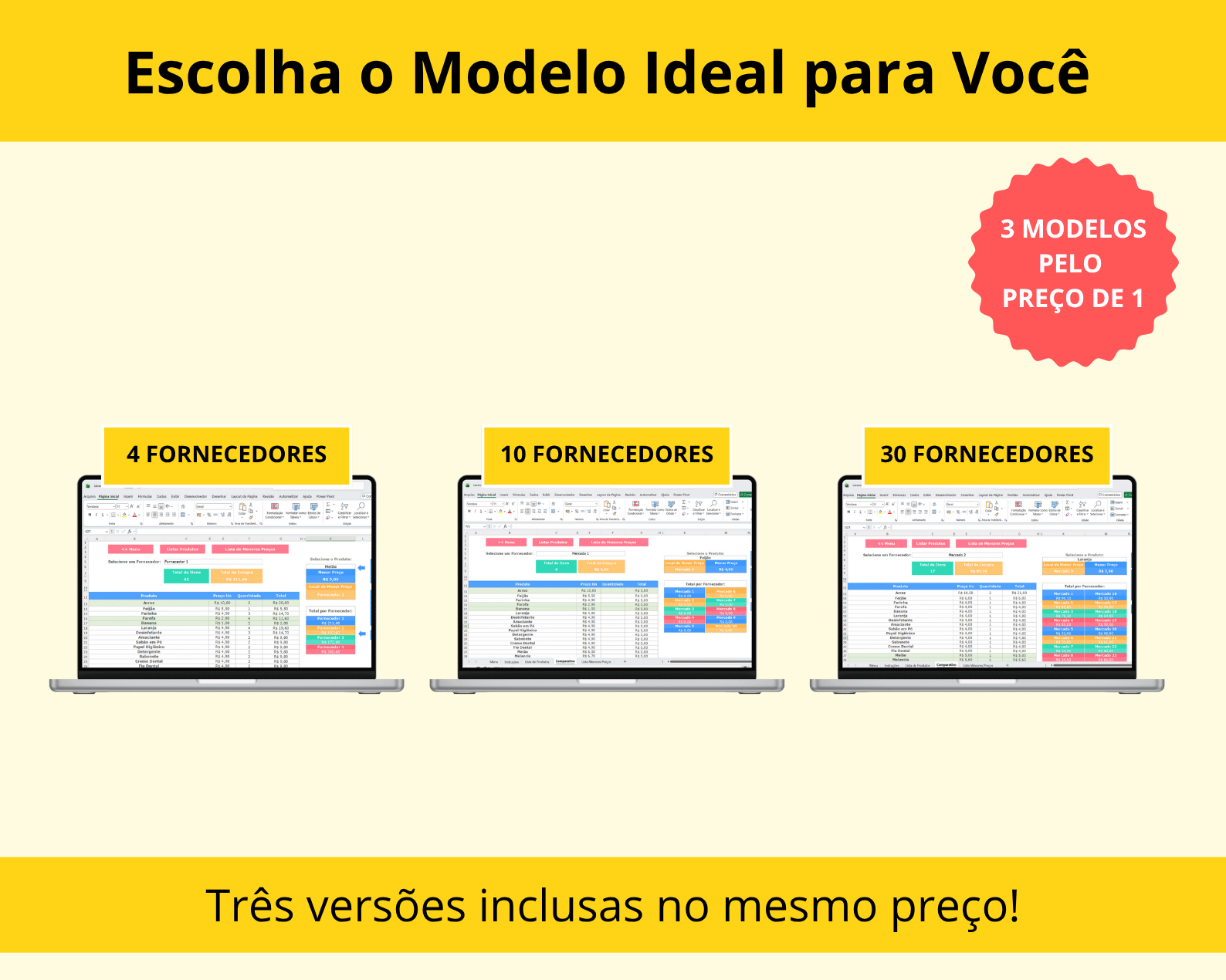 Planilha para fazer cotação de preços
