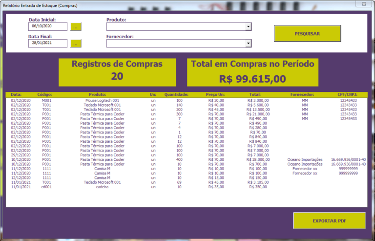 Planilha De Estoque E Vendas Loja Excel Easy