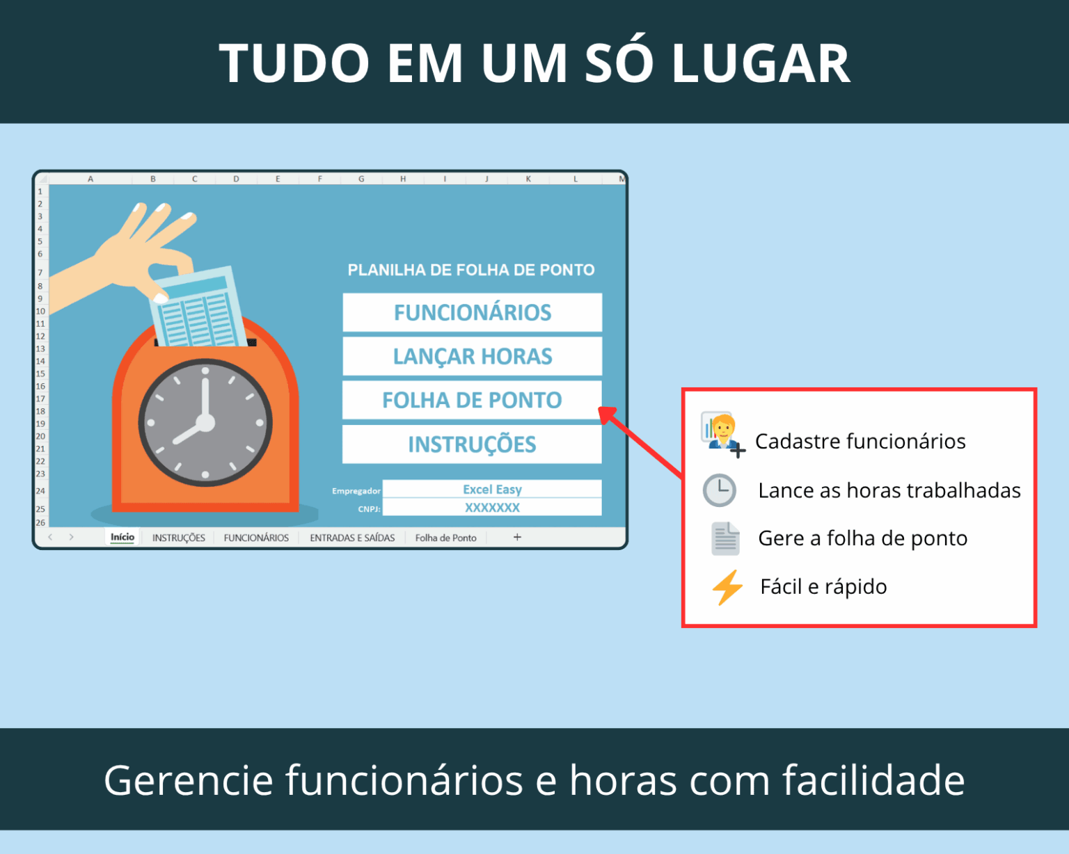 Planilha de Ponto e Controle de Horas - Loja Excel Easy