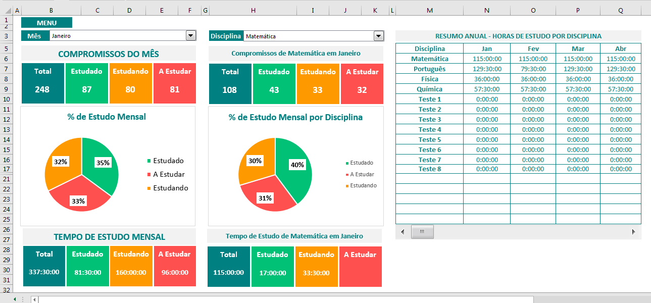 Planilha de estudos: como baixar e personalizar modelo no Excel