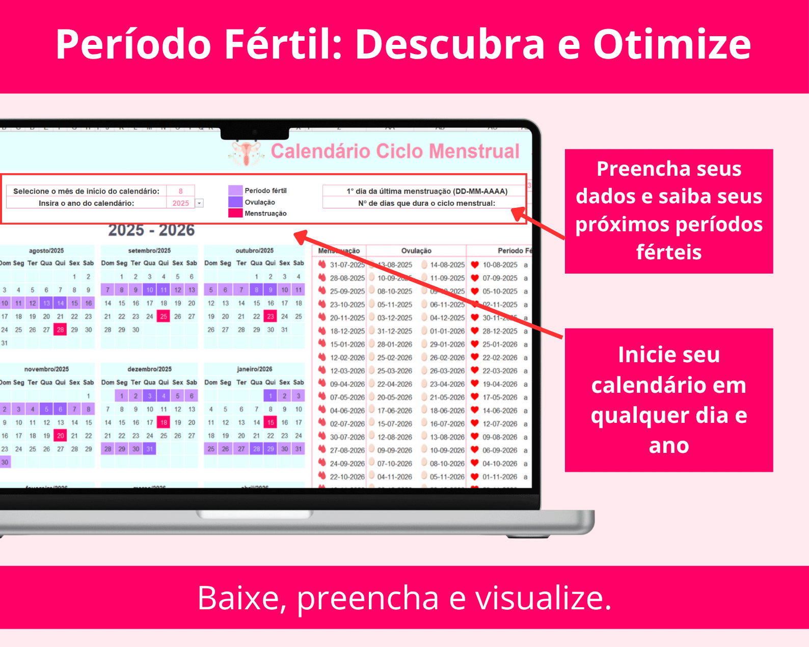 Tabela Menstrual no Excel - Imagem 3