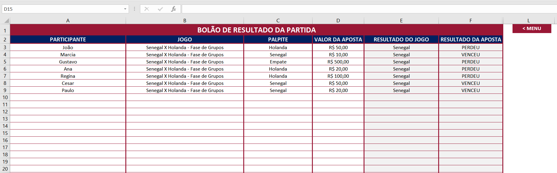 Layouts editáveis para resultados de partidas