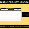 Exibição da agenda de barbearia por profissional. A Planilha para Barbearia organiza a agenda diária de forma clara e sem confusão.