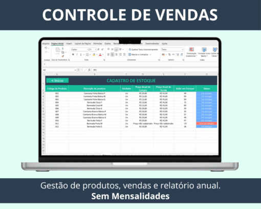 Planilha de Controle de Vendas para Loja Virtual