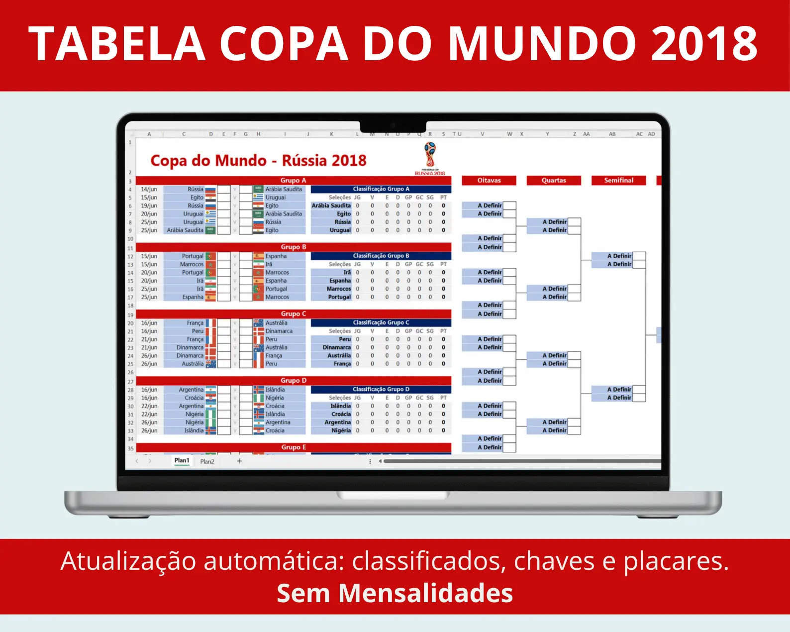 Tabela da Copa do Mundo 2018 Editável