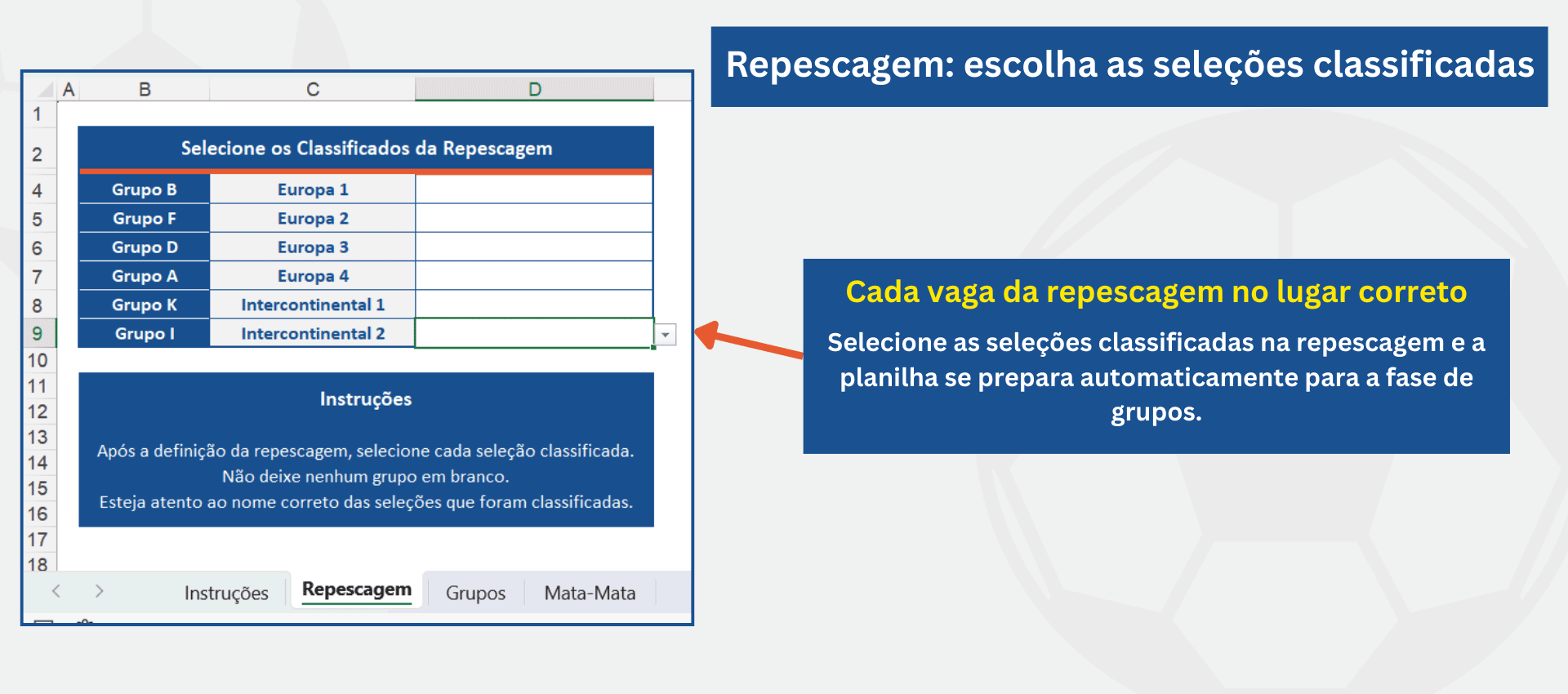 Seleção das equipes classificadas na repescagem