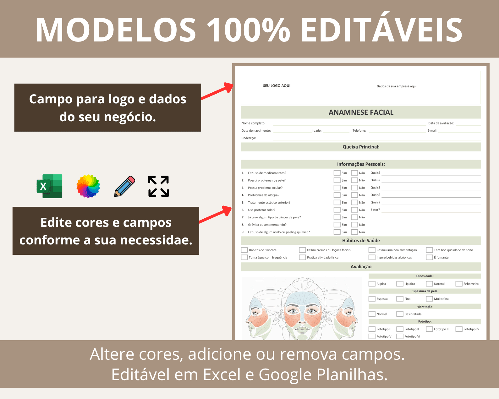 Ficha de Anamnese Facial | Modelos Editáveis - Imagem 3