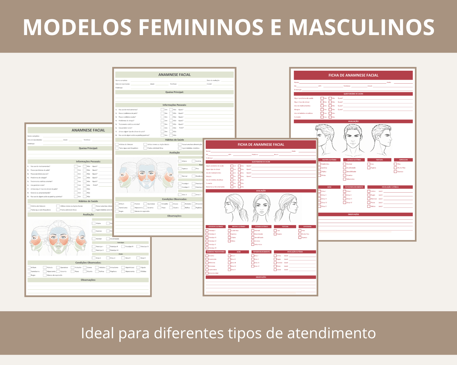 fichas de anamnese facial para diferentes tipos de atendimento