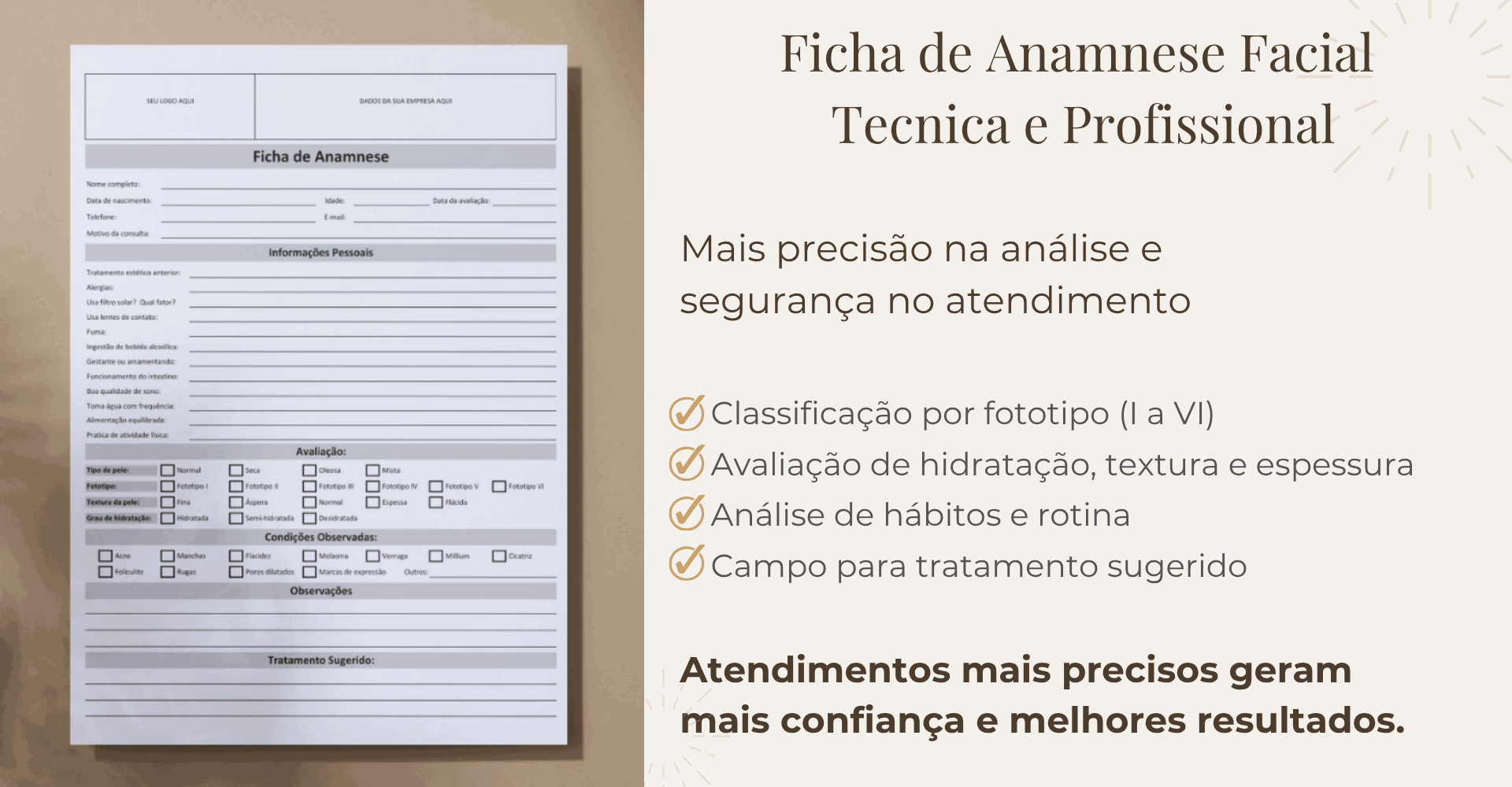 ficha de anamnese facial com análise técnica da pele