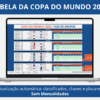 Tabela da Copa do Mundo 2026 editável com atualização automática de grupos, chaves e placares
